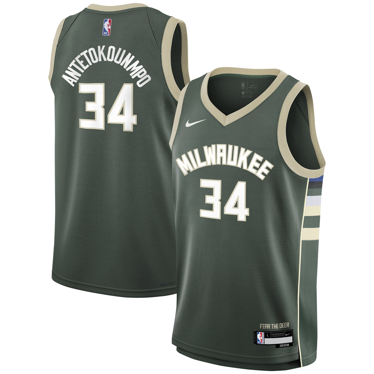 Youth Milwaukee Bucks Giannis Antetokounmpo Nike Hunter Green Swingman Jersey - Icon Edition