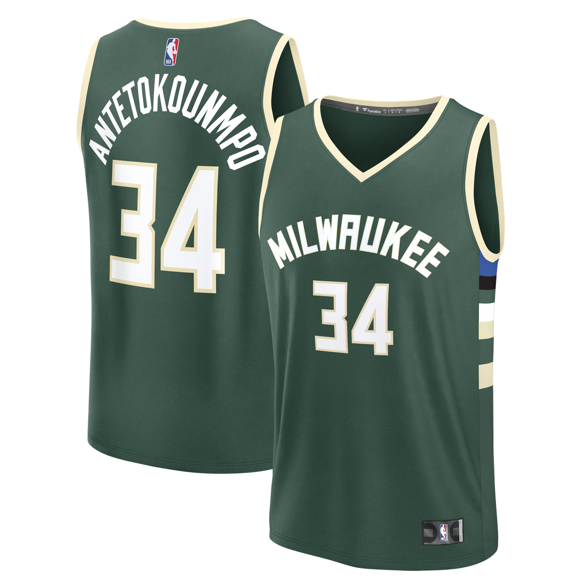 Men's Milwaukee Bucks Giannis Antetokounmpo Fanatics Hunter Green Fast Break Replica Player Jersey - Icon Edition