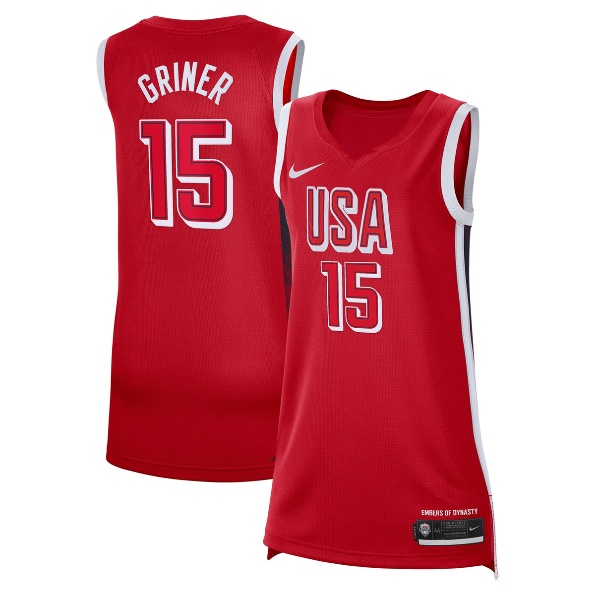 Unisex Women's USA Basketball Brittney Griner Nike Red 2024 Swingman Player Jersey