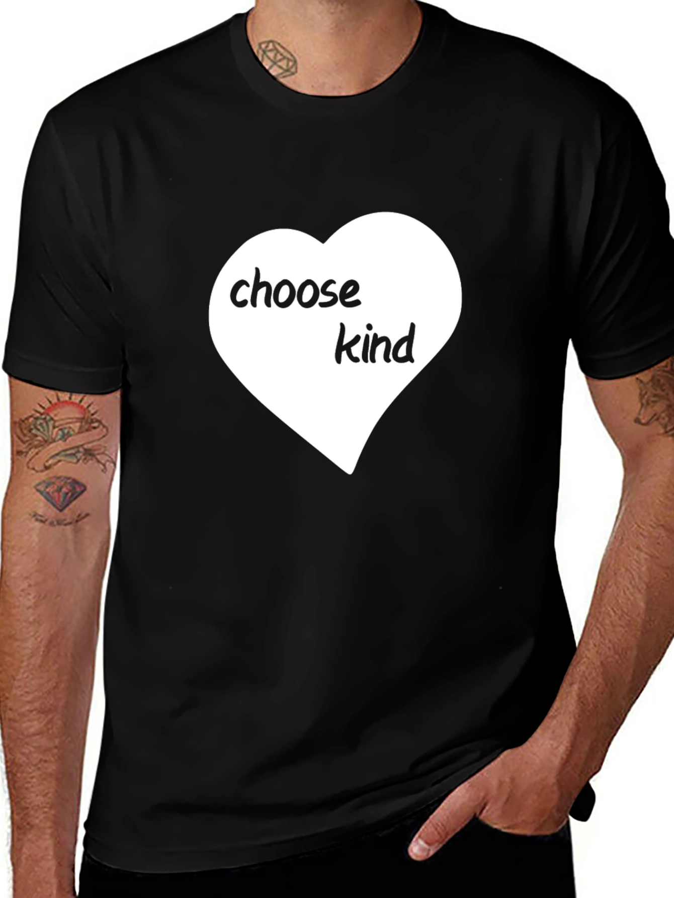 Choose Kind Heart Graphic Black T-Shirt