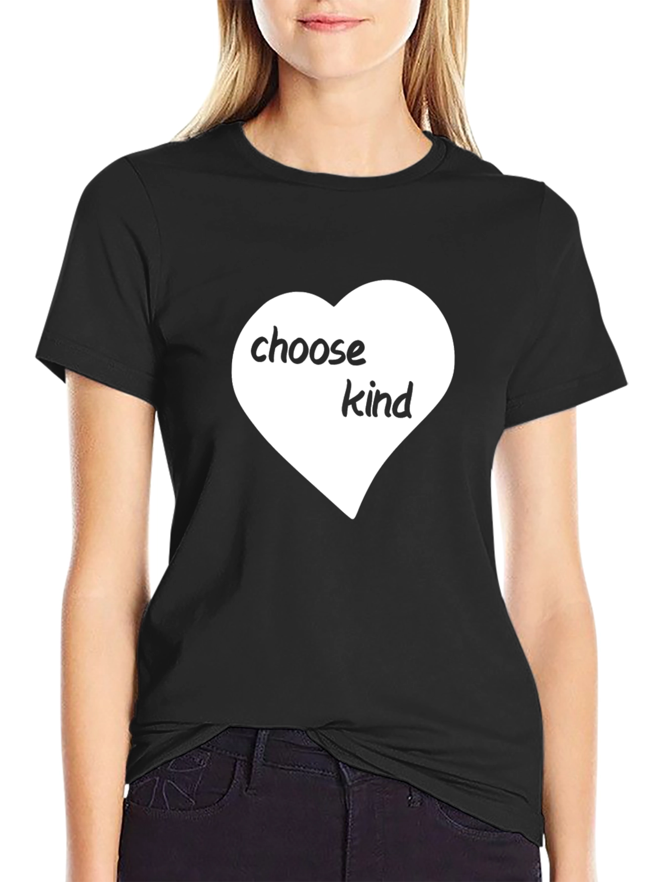 Choose Kind Heart Graphic Black T-Shirt