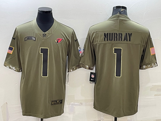 Men's Arizona Cardinals Kyler Murray #1 Olive 2022 Salute To Service Limited Jerseys