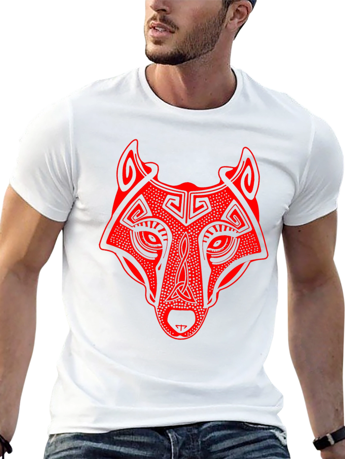 Wolf Graphic Print Tee - Black