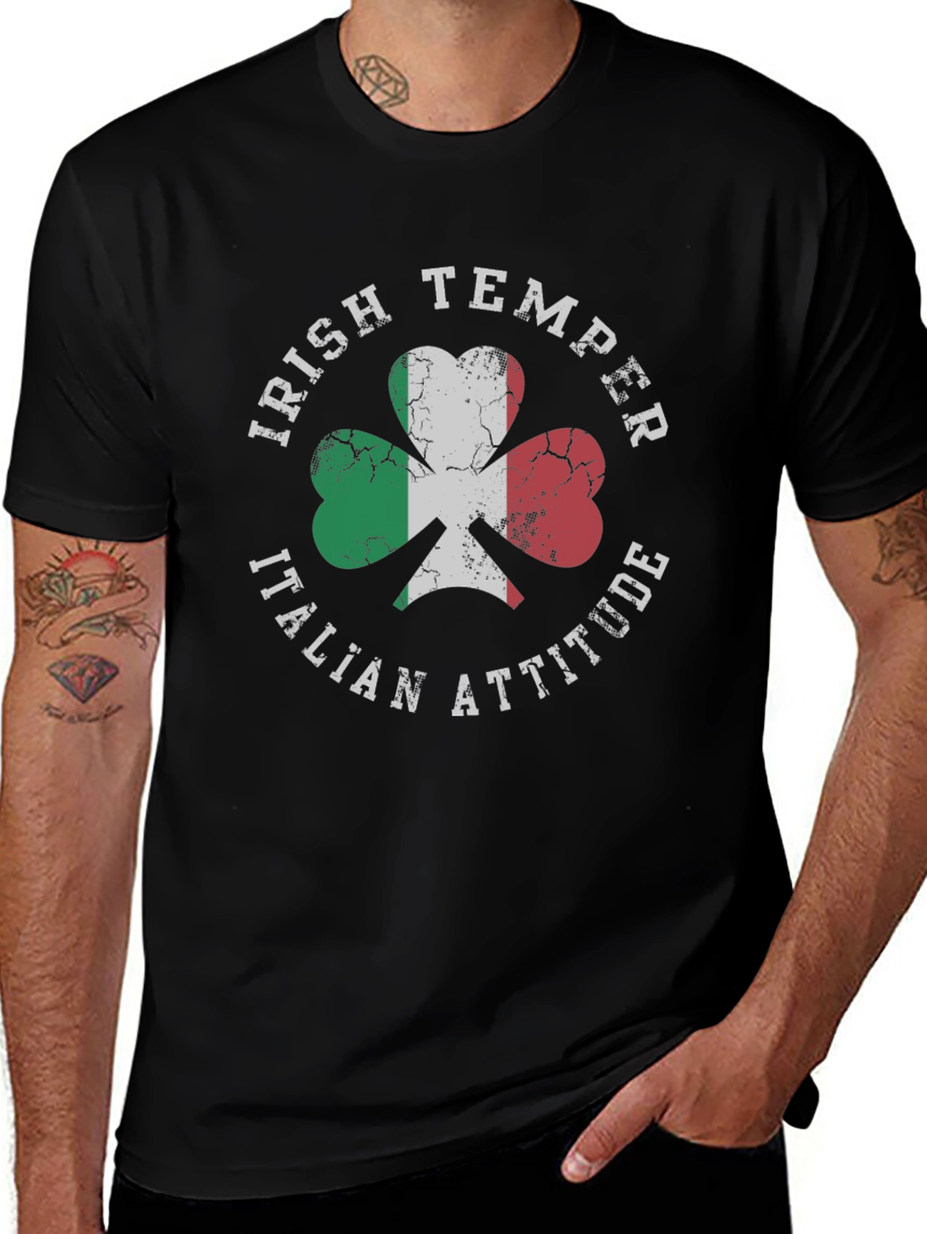 Irish Temper Italian Attitude Shamrock T-Shirt