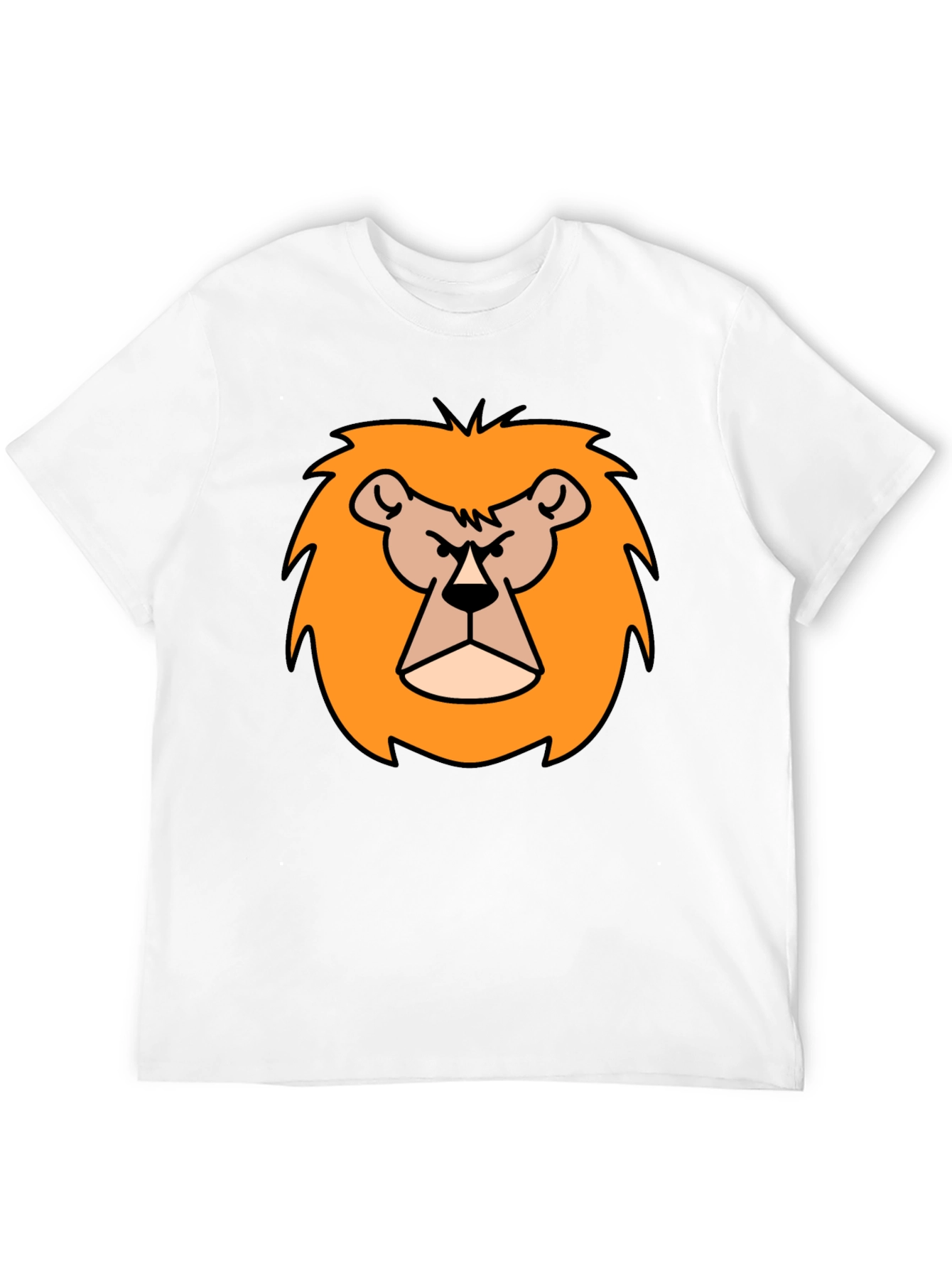 Cartoon Lion Graphic Print Black T-Shirt