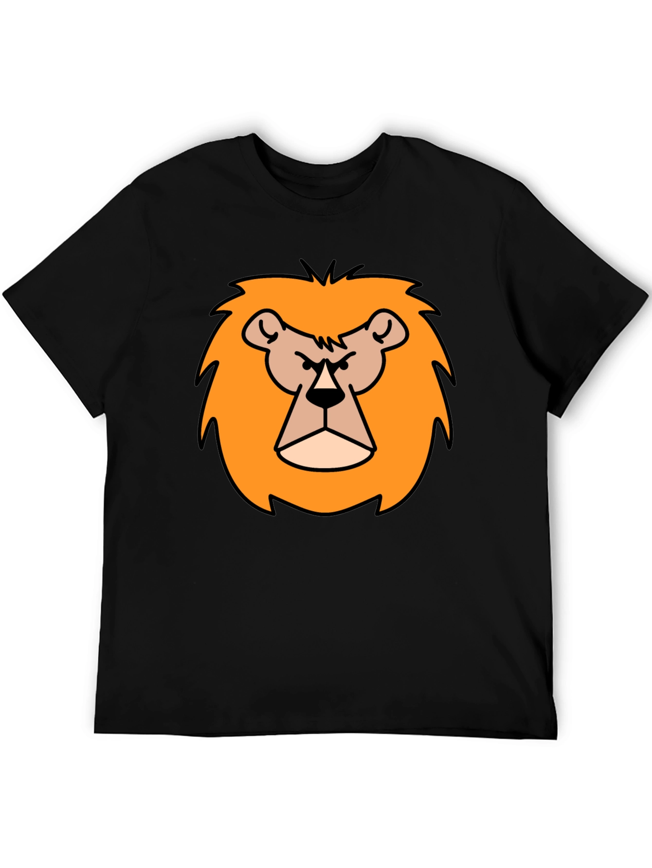 Cartoon Lion Graphic Print Black T-Shirt