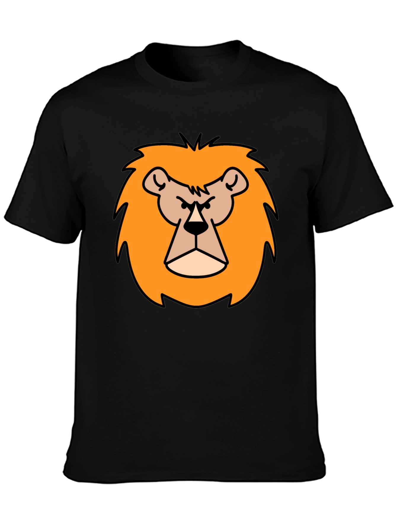 Cartoon Lion Graphic Print Black T-Shirt
