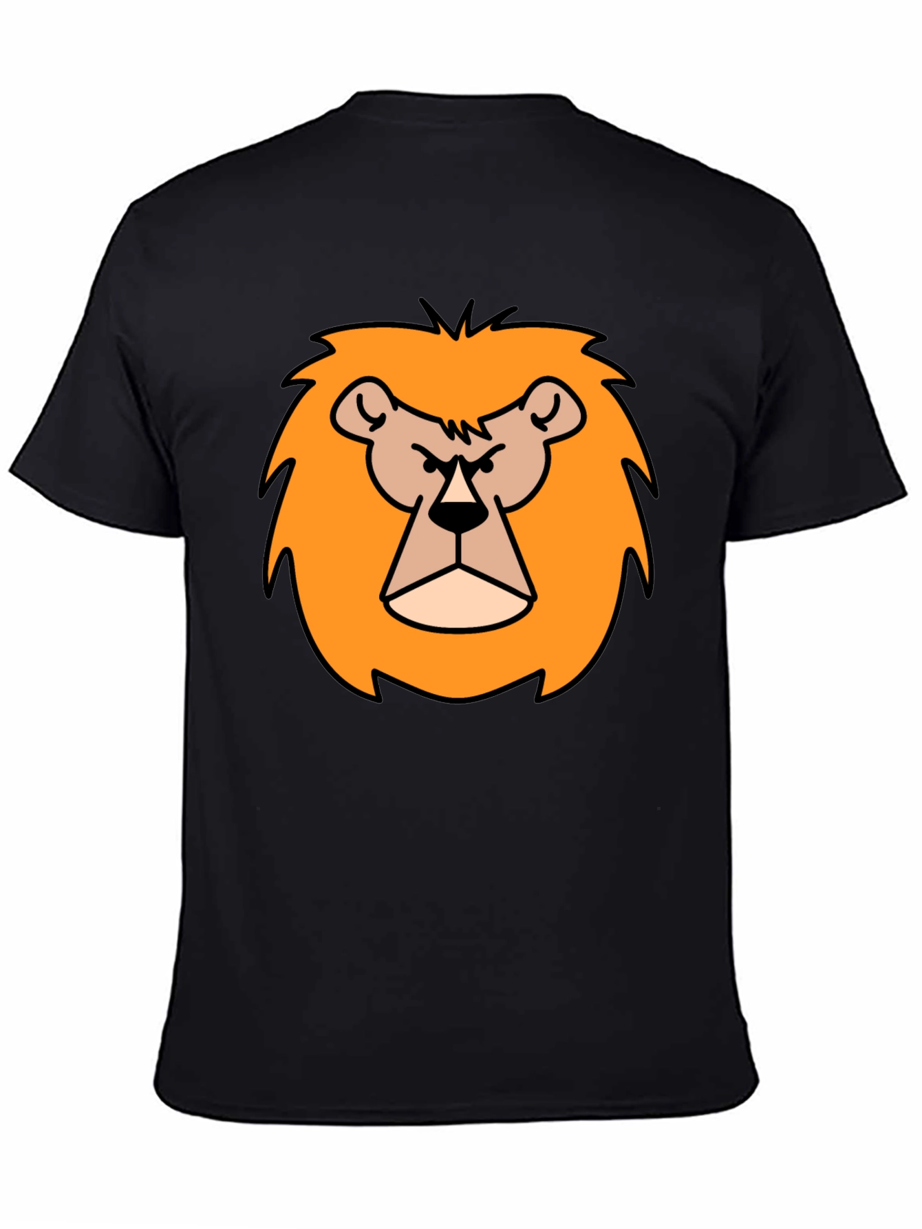 Cartoon Lion Graphic Print Black T-Shirt