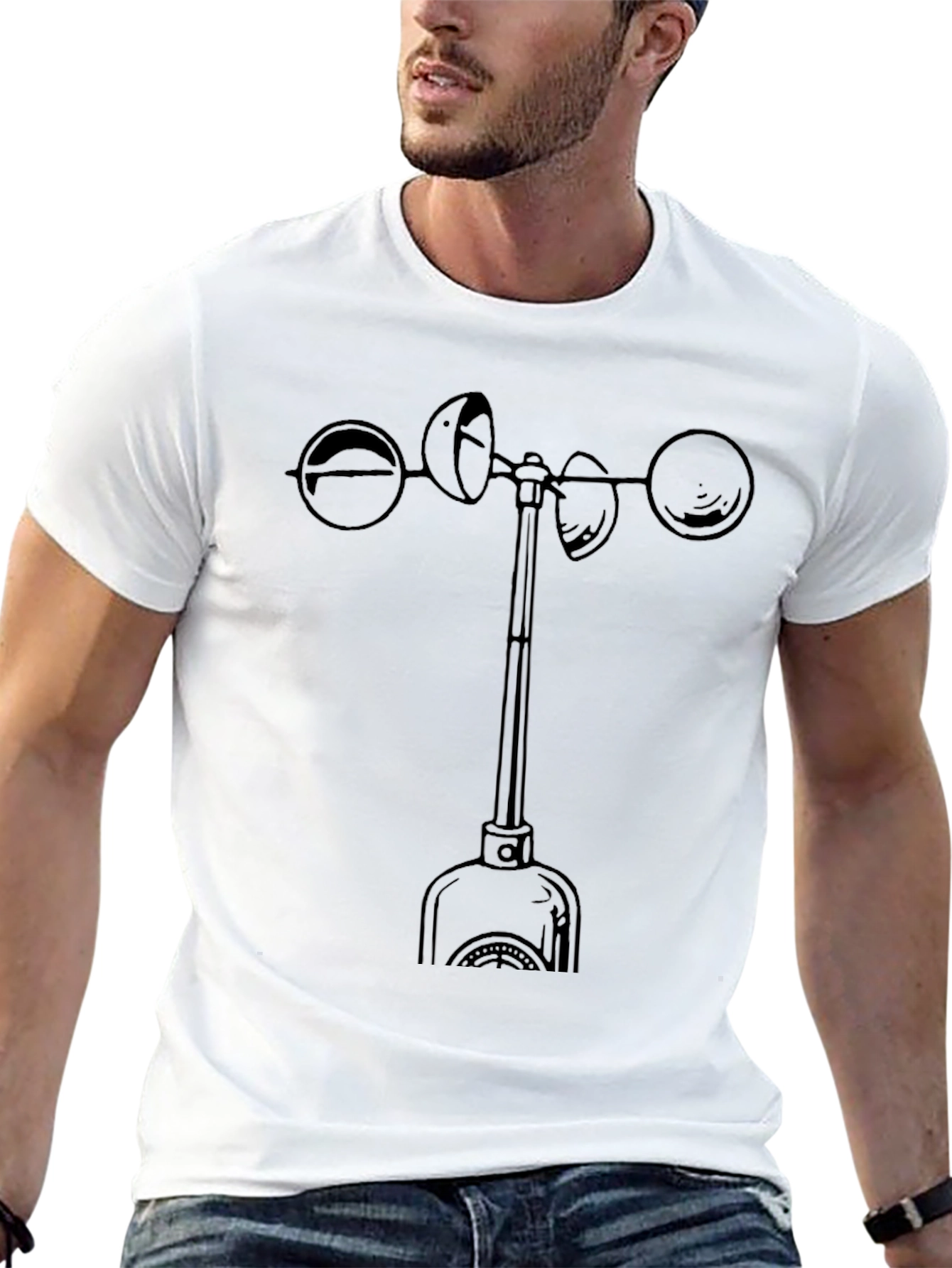 Weather Anemometer Black Graphic Tee Shirt