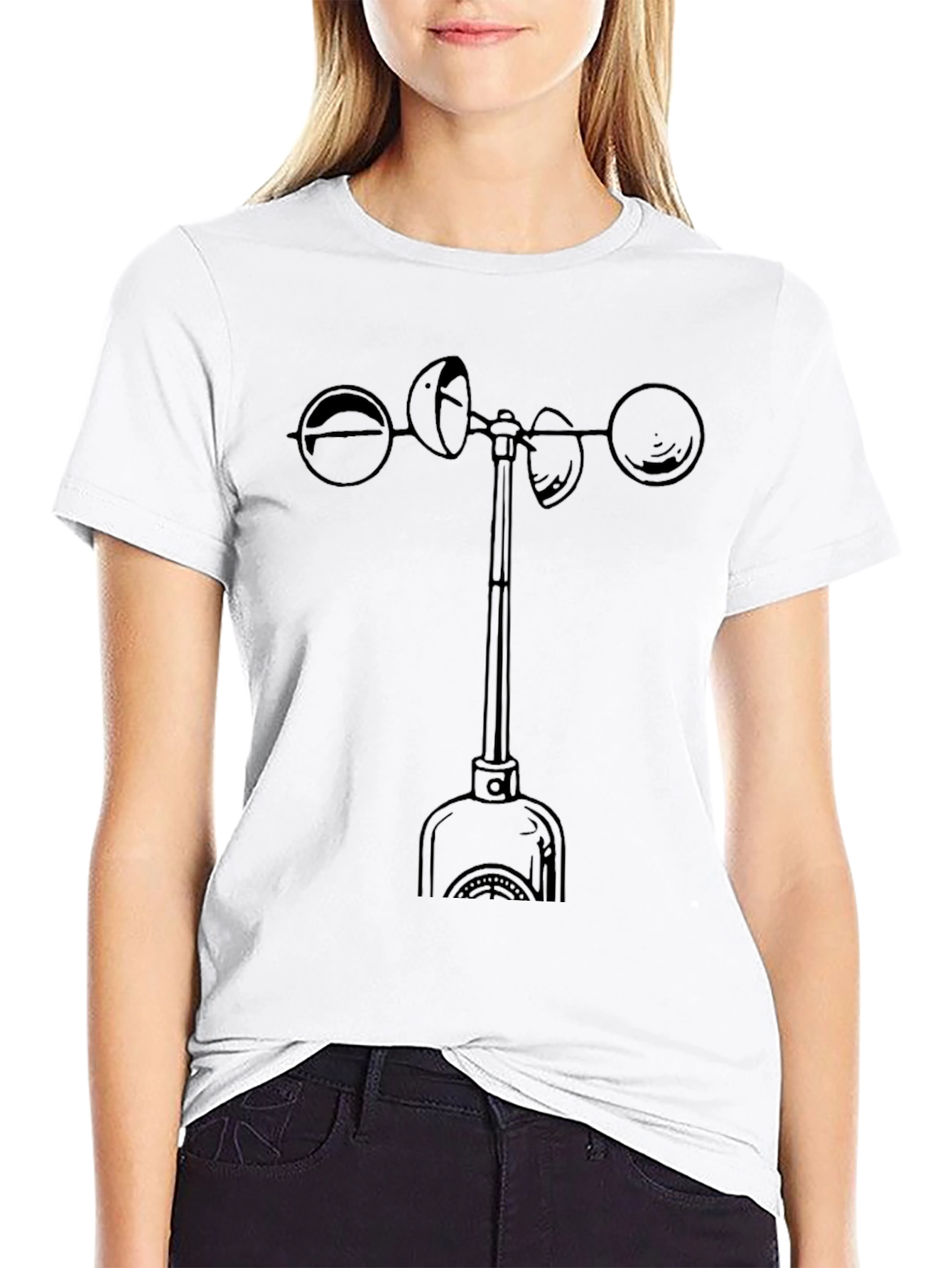 Weather Anemometer Black Graphic Tee Shirt