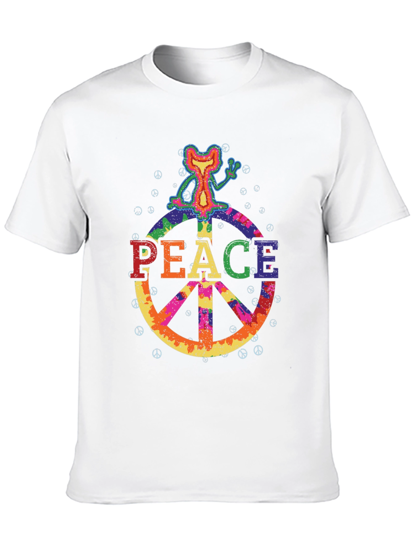 Retro Peace Sign Graphic Tee - Black Cotton T-Shirt