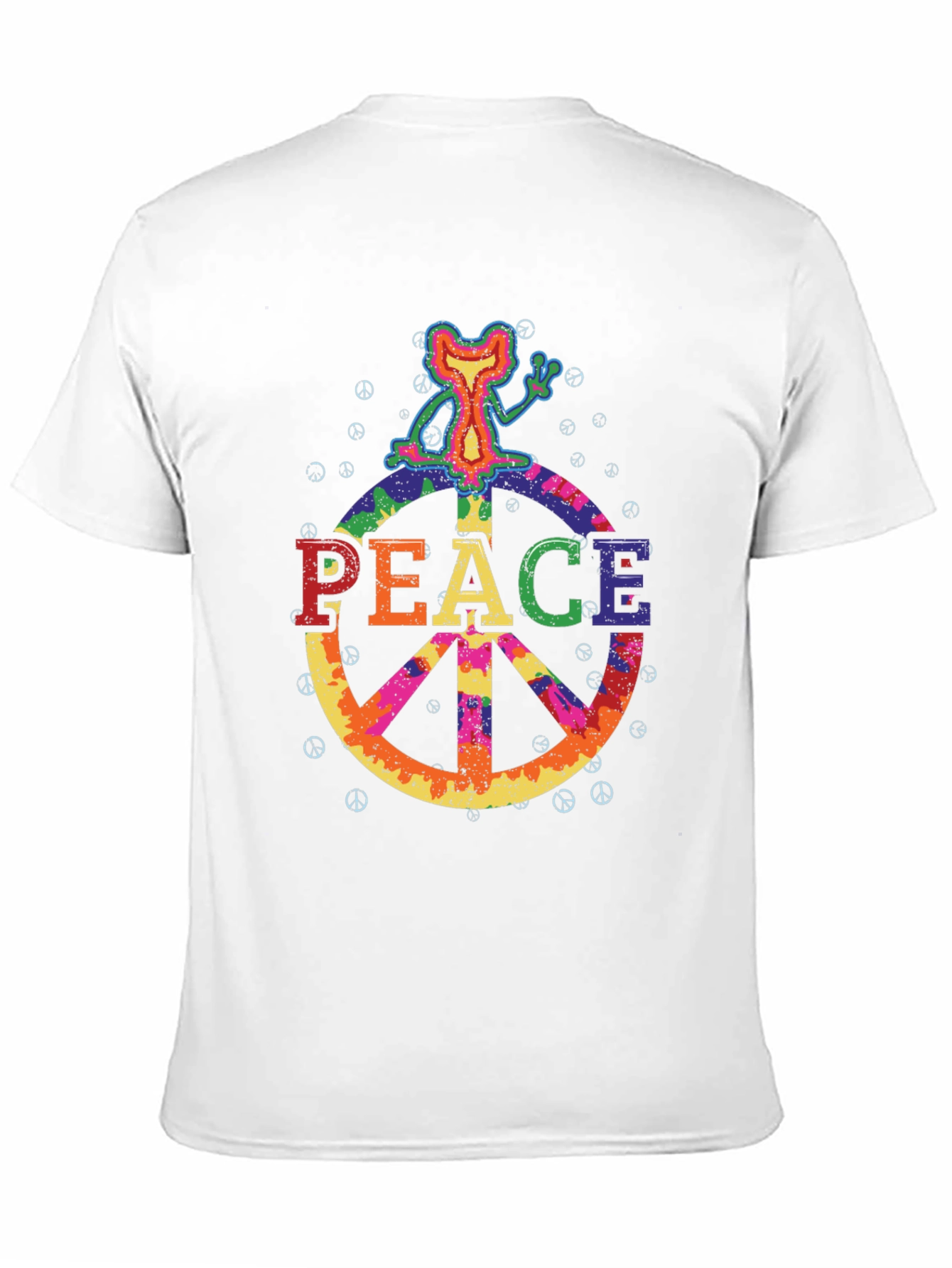 Retro Peace Sign Graphic Tee - Black Cotton T-Shirt