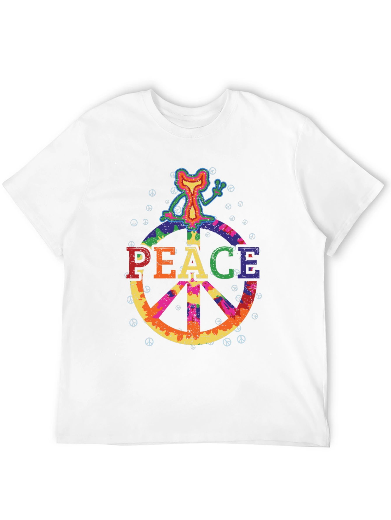 Retro Peace Sign Graphic Tee - Black Cotton T-Shirt