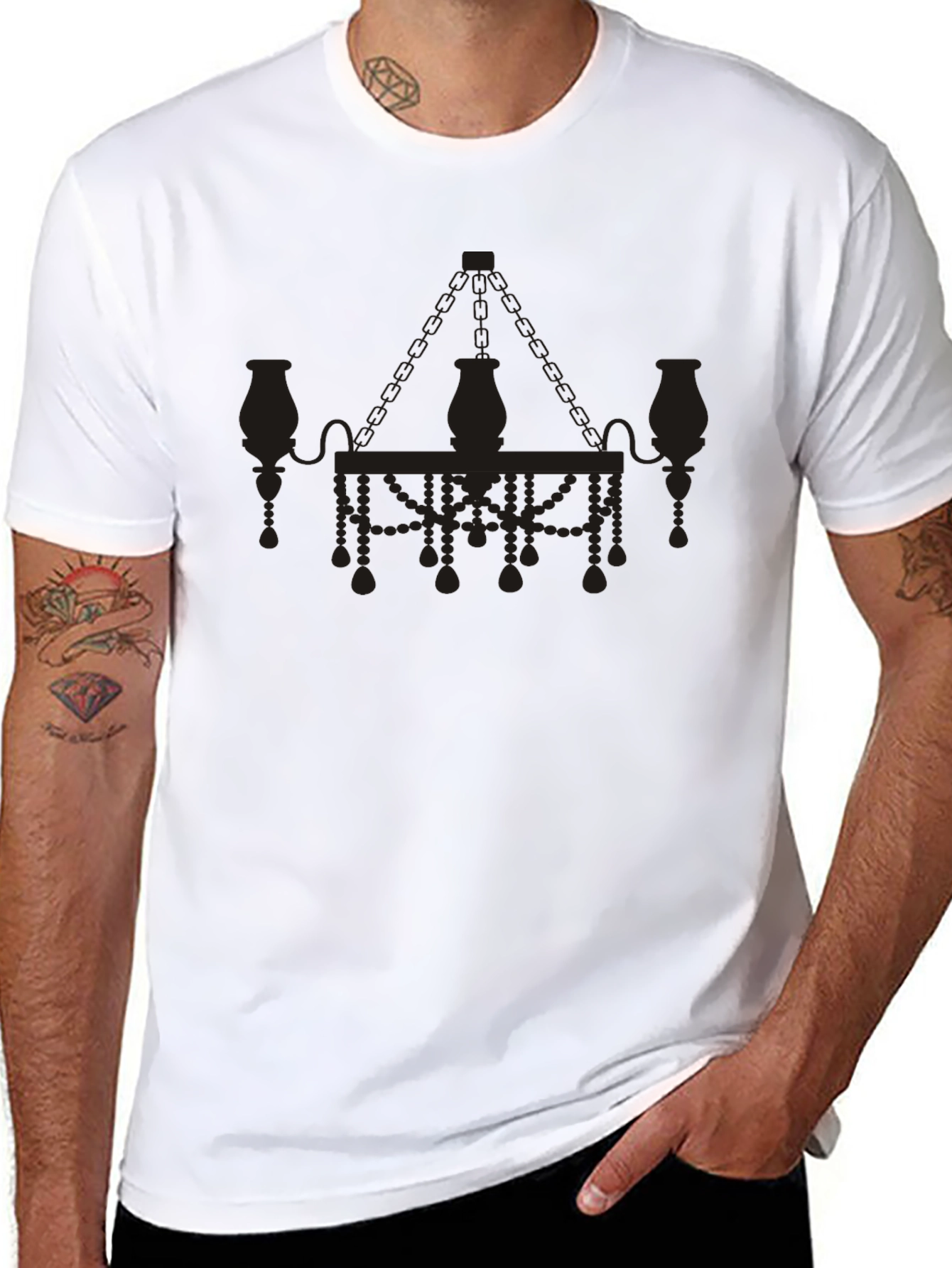 Elegant Chandelier Graphic T-Shirt - Black