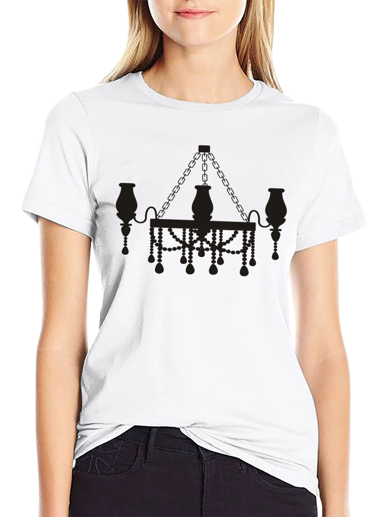Elegant Chandelier Graphic T-Shirt - Black