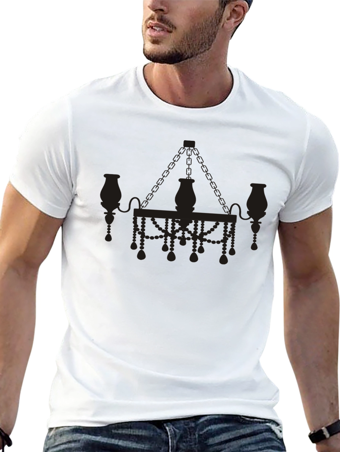 Elegant Chandelier Graphic T-Shirt - Black