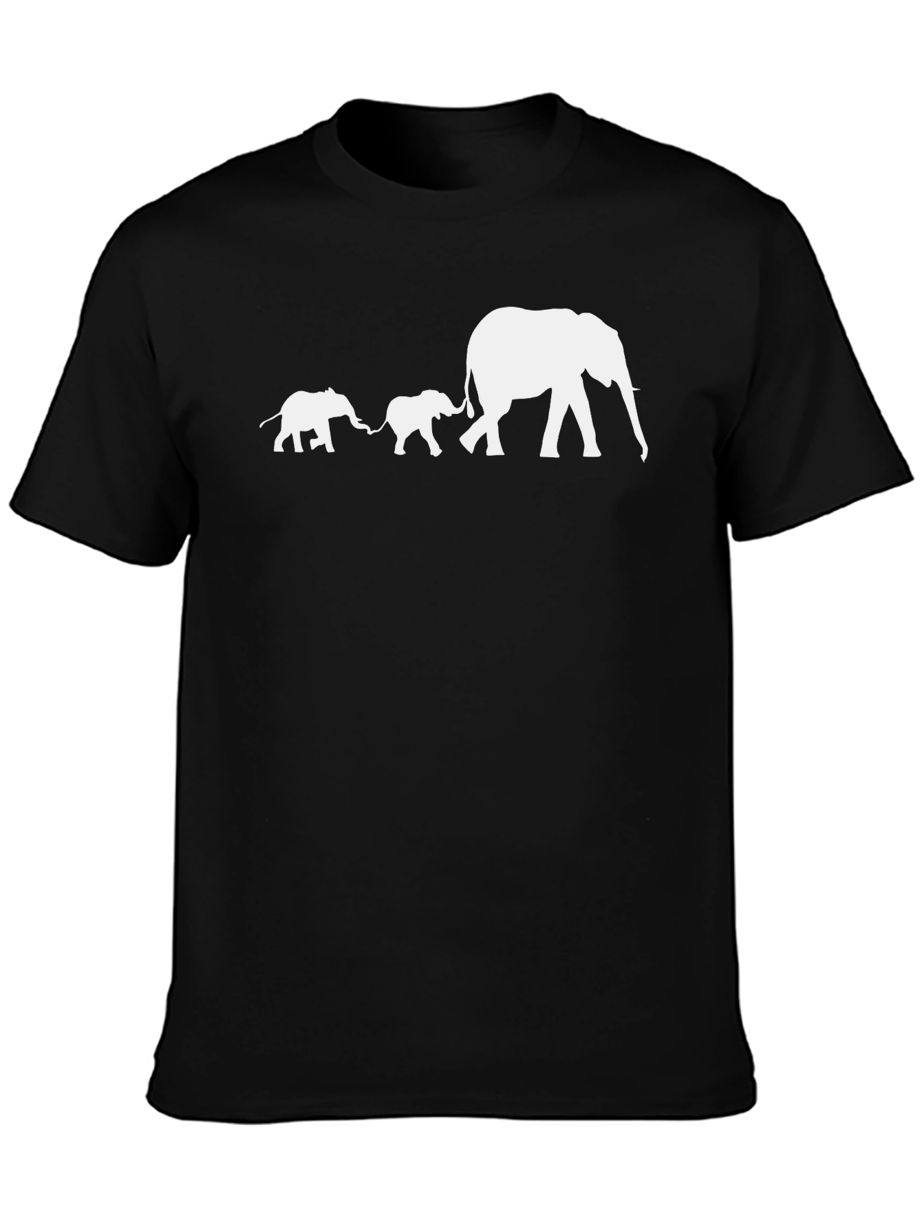 Elephant Family Graphic T-Shirt - Black Cotton Tee