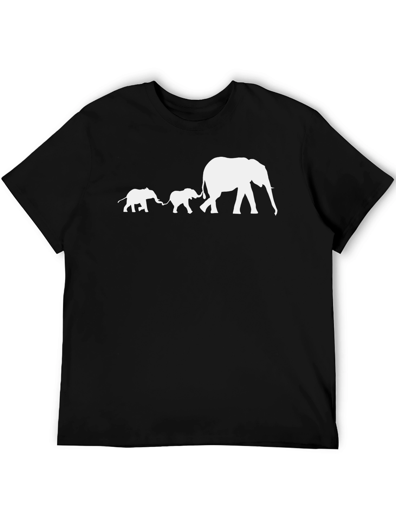 Elephant Family Graphic T-Shirt - Black Cotton Tee