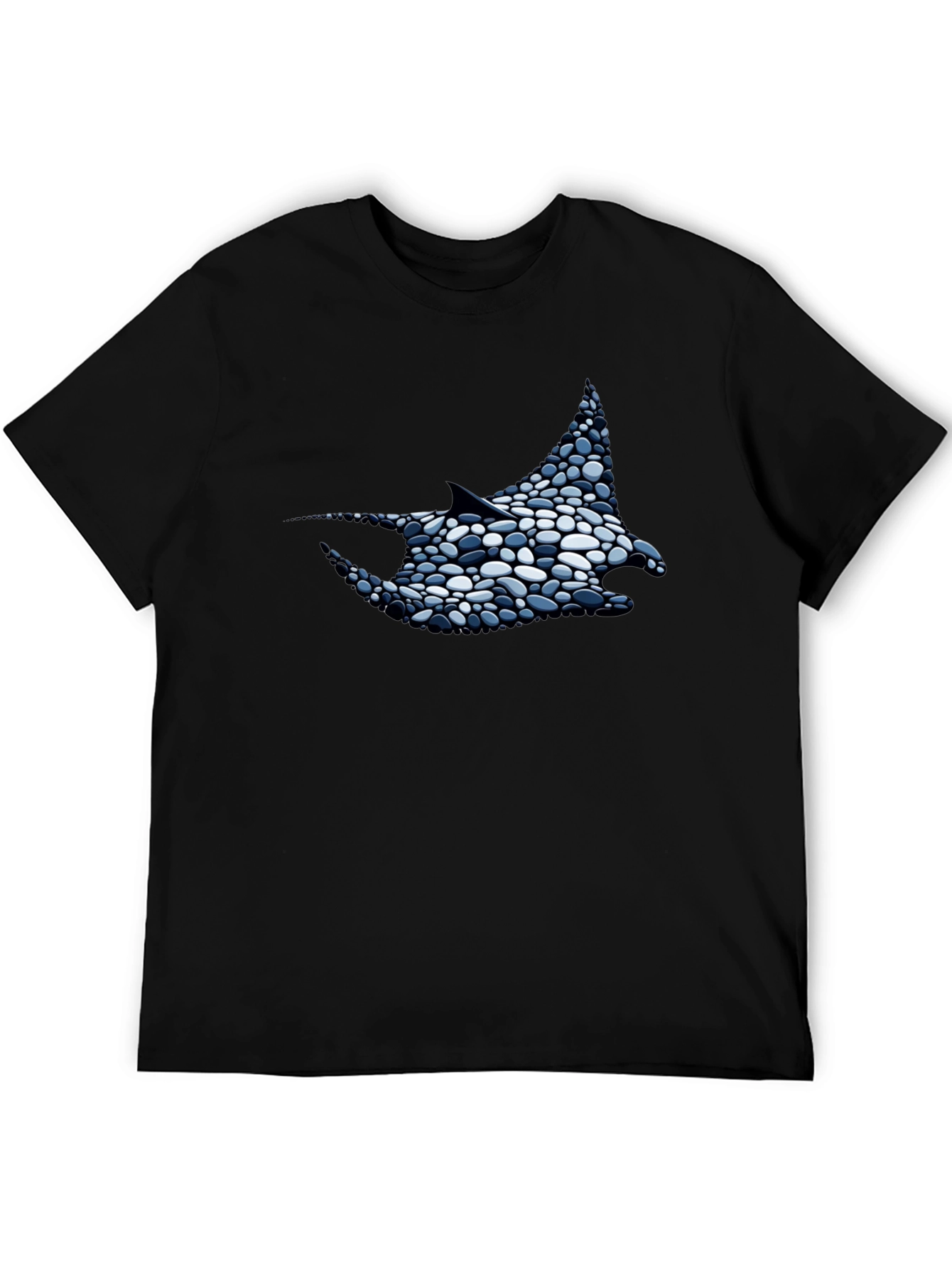 Manta Ray Pebble Art Black T-Shirt