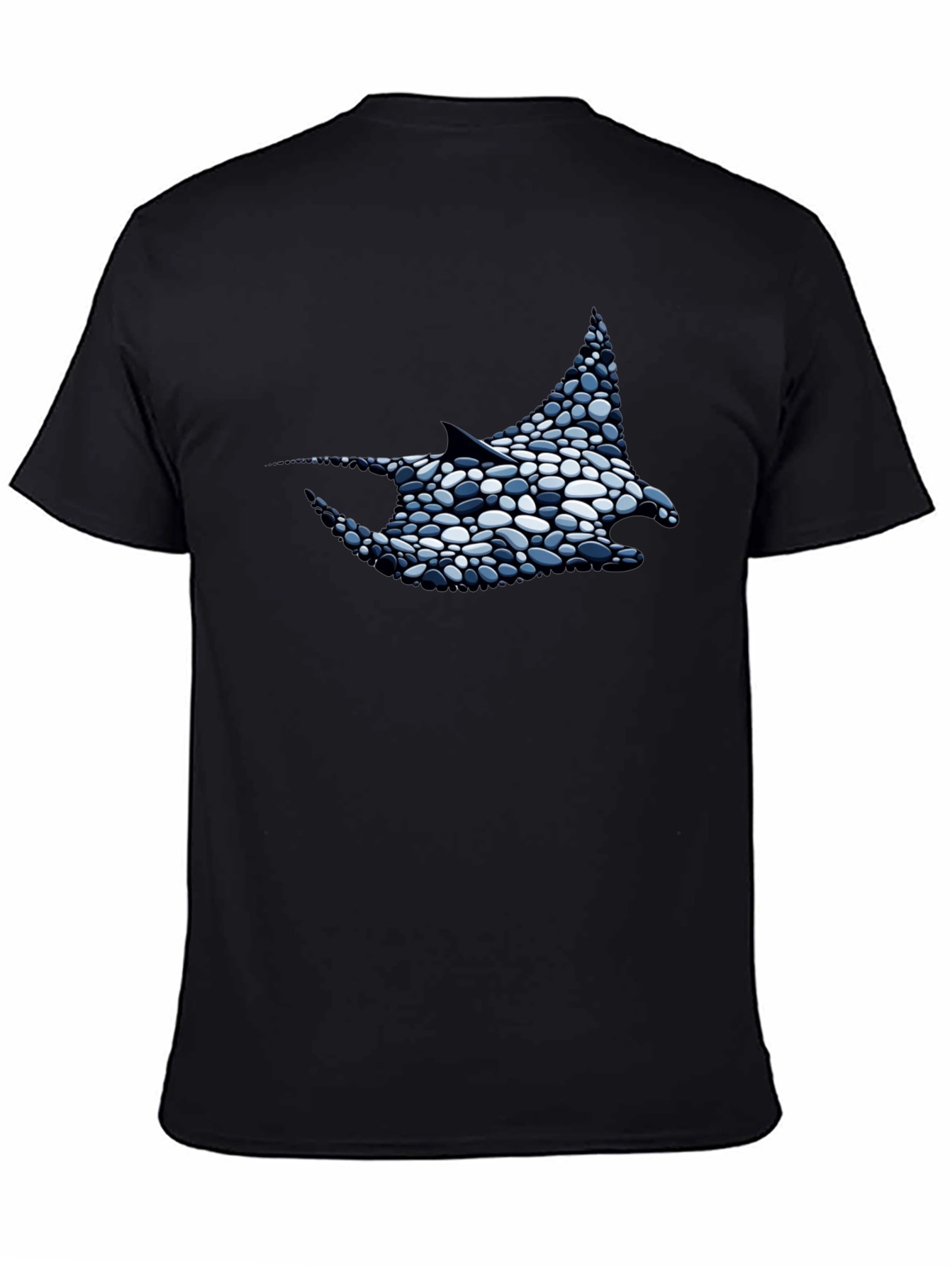 Manta Ray Pebble Art Black T-Shirt
