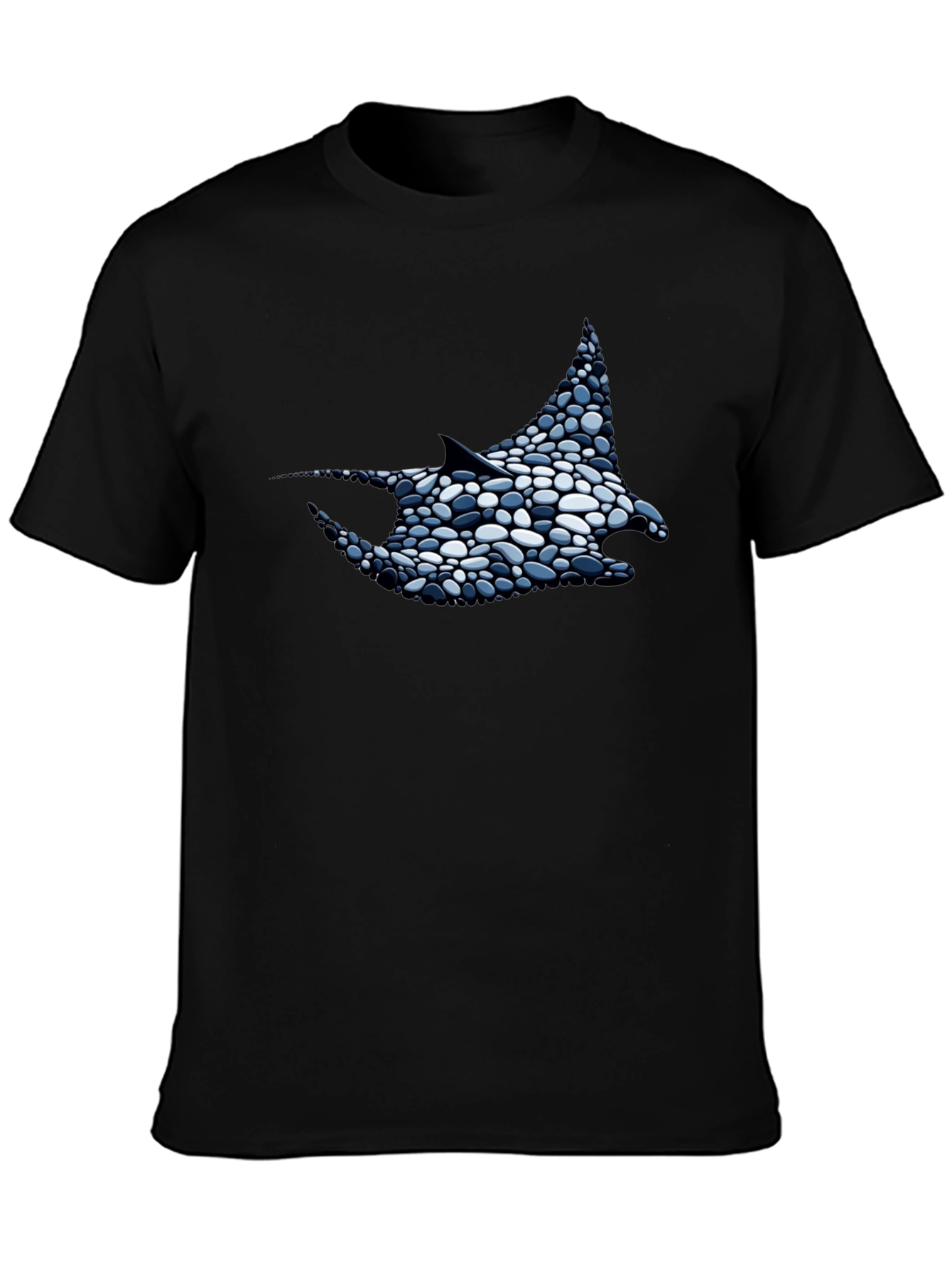 Manta Ray Pebble Art Black T-Shirt
