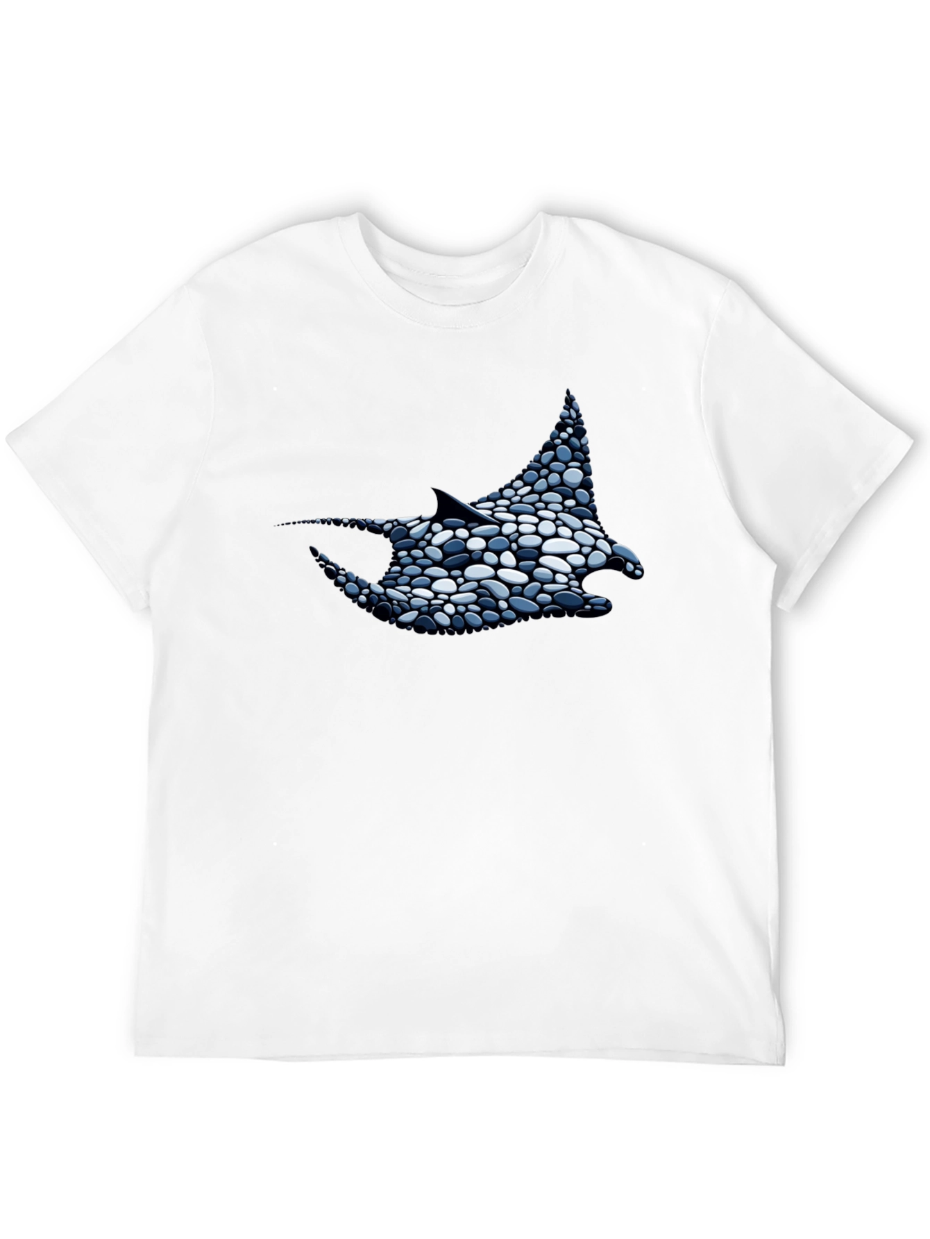 Manta Ray Pebble Art Black T-Shirt