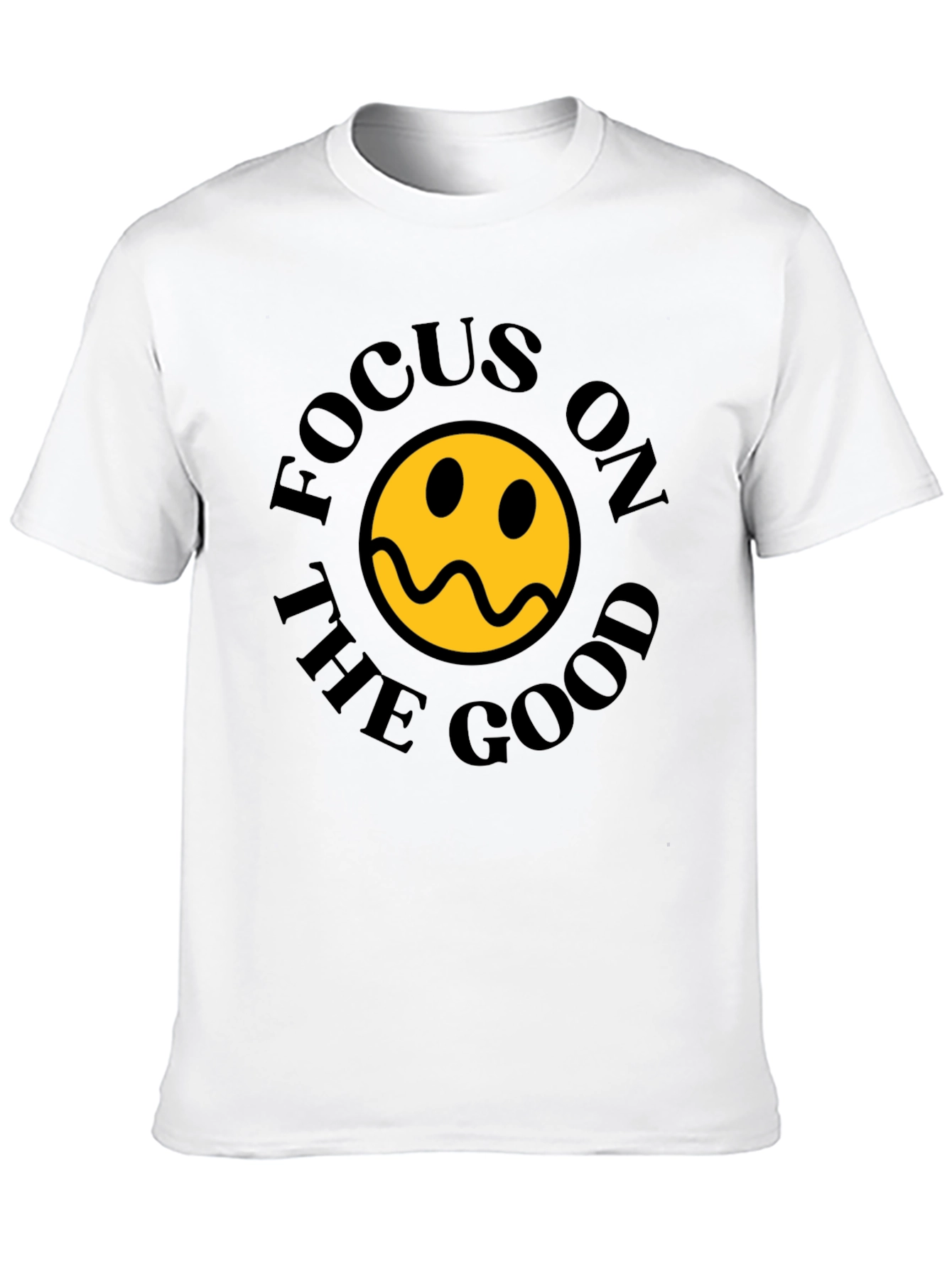 Focus On The Good Smiley Face Black T-Shirt