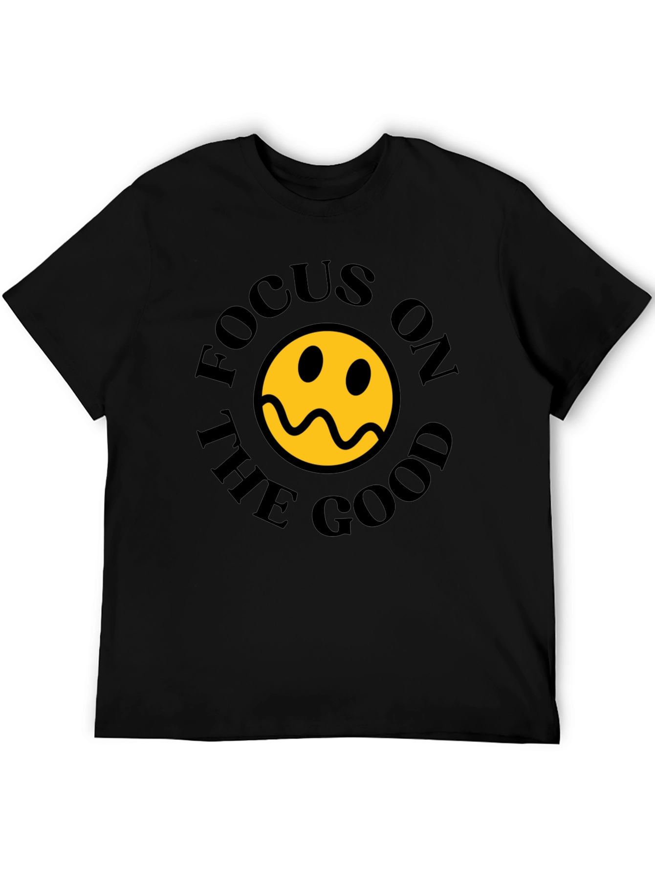 Focus On The Good Smiley Face Black T-Shirt