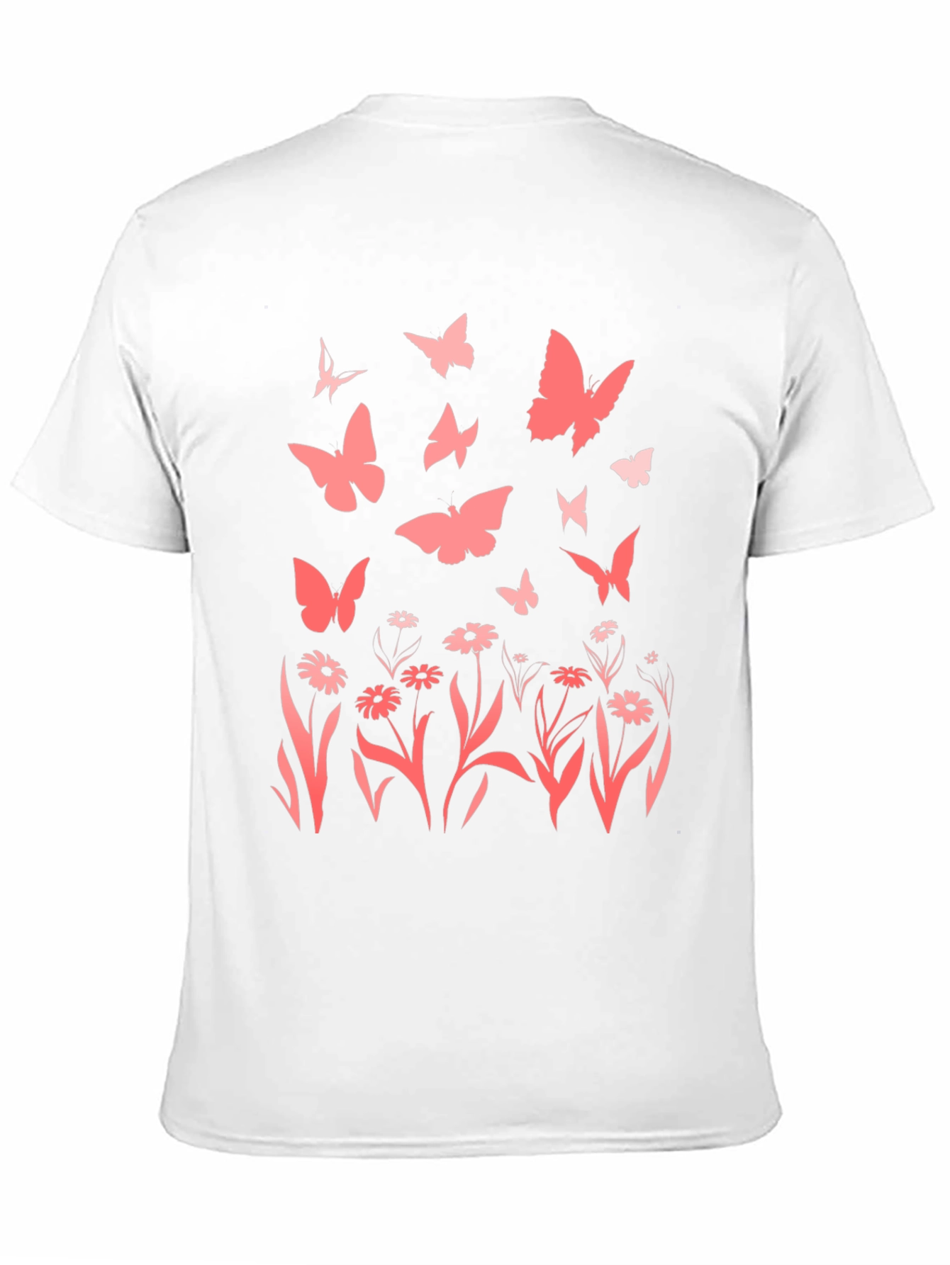Butterfly & Floral Print Black T-Shirt