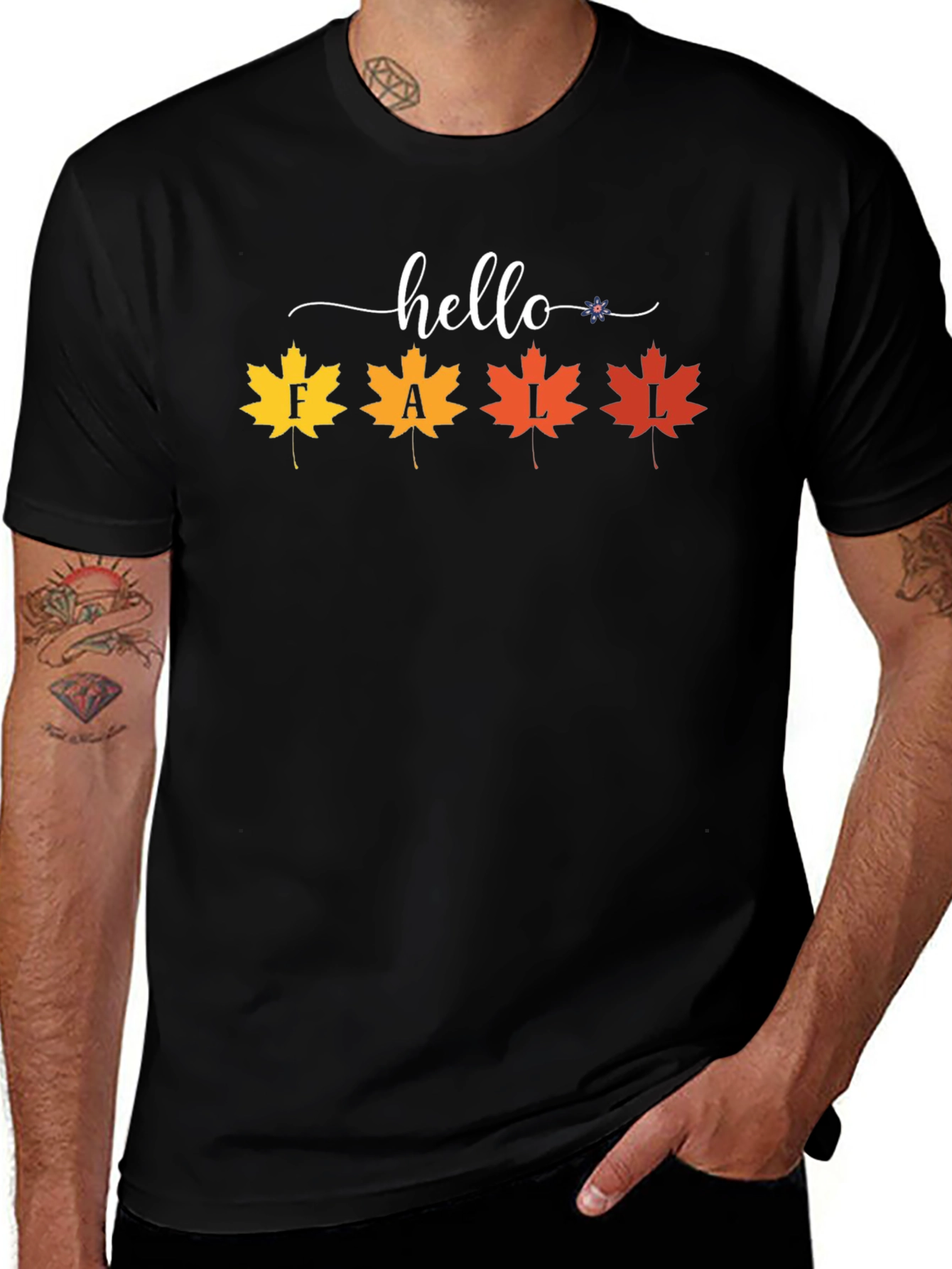 Hello Fall Maple Leaf Graphic Tee - Autumn Style