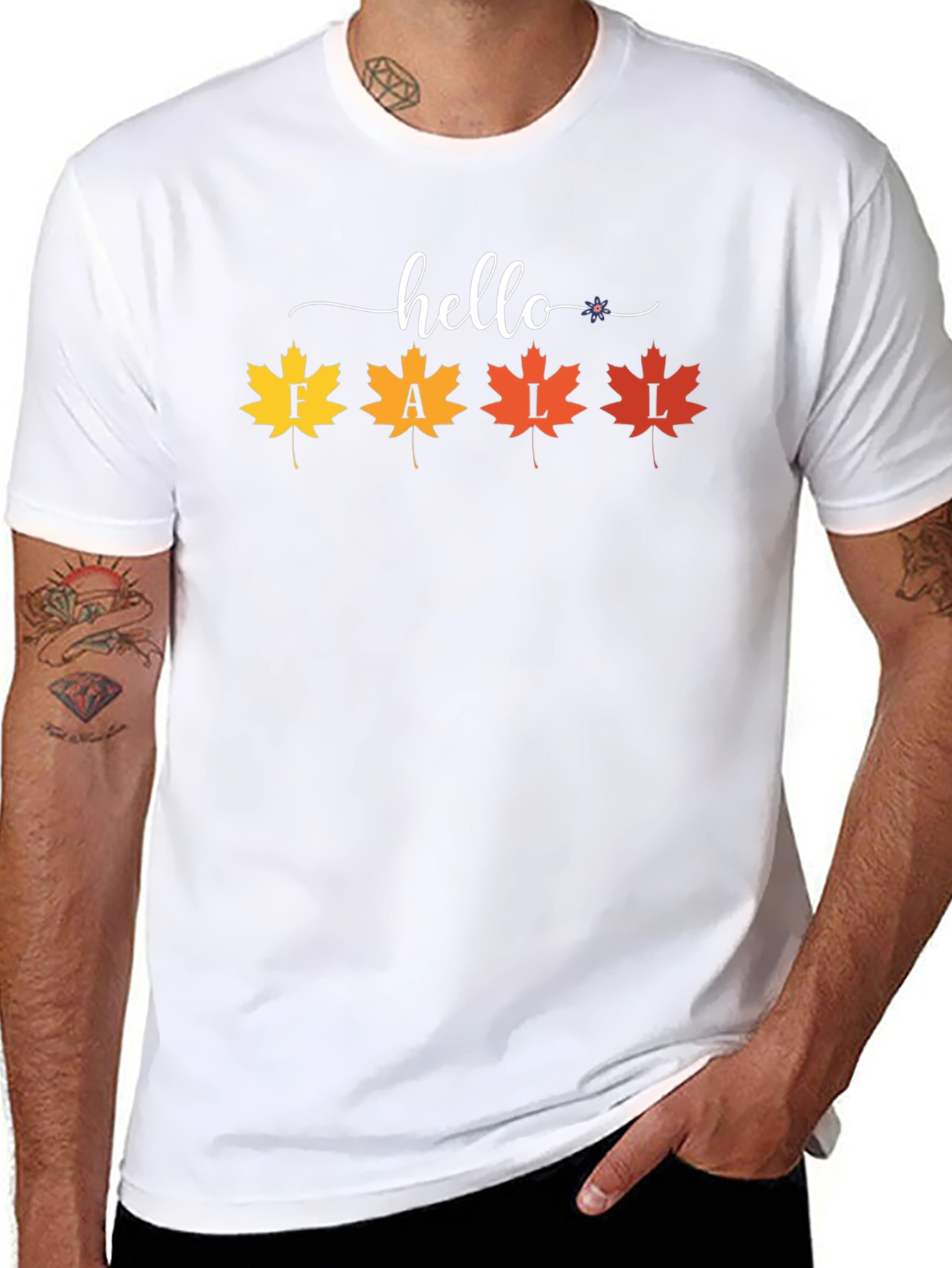 Hello Fall Maple Leaf Graphic Tee - Autumn Style