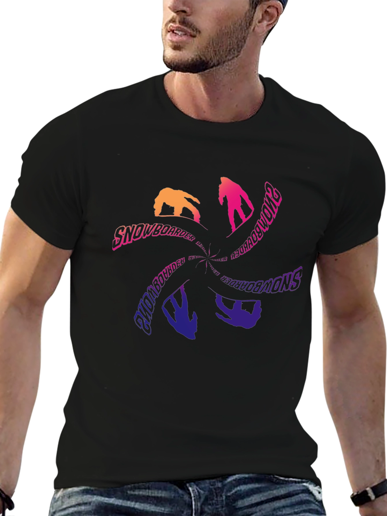 Snowboarder Graphic Tee - Cool Black T-Shirt
