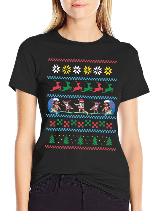 Surfing Santa Ugly Christmas T-Shirt