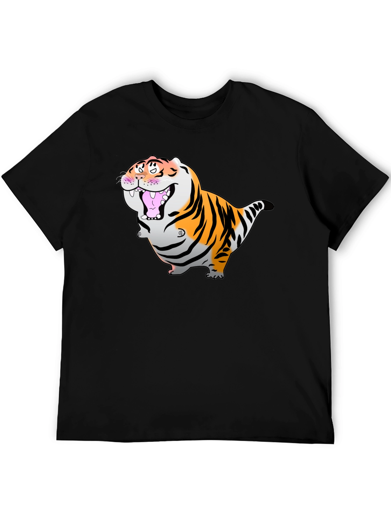 Cartoon Tiger Graphic Black T-Shirt