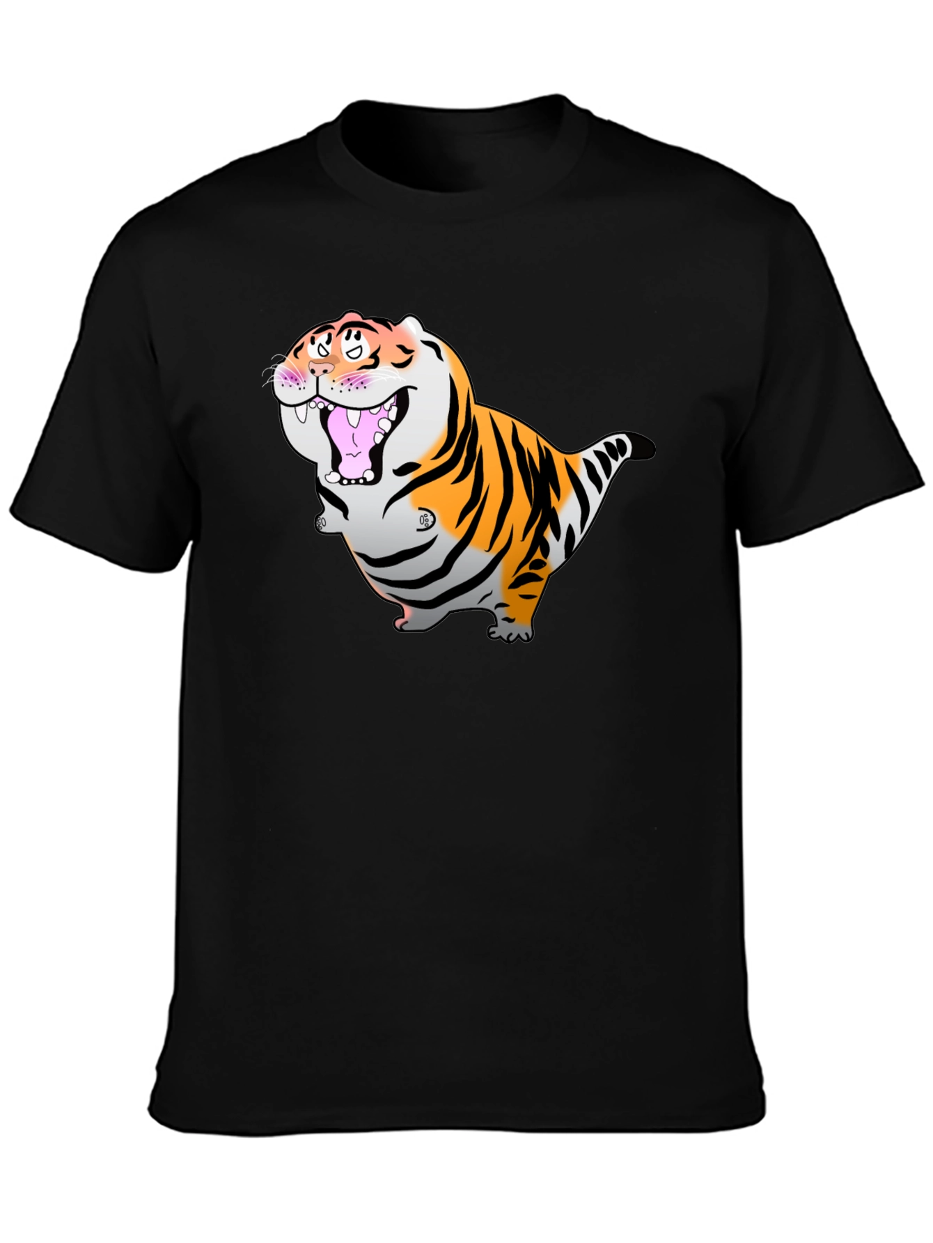 Cartoon Tiger Graphic Black T-Shirt