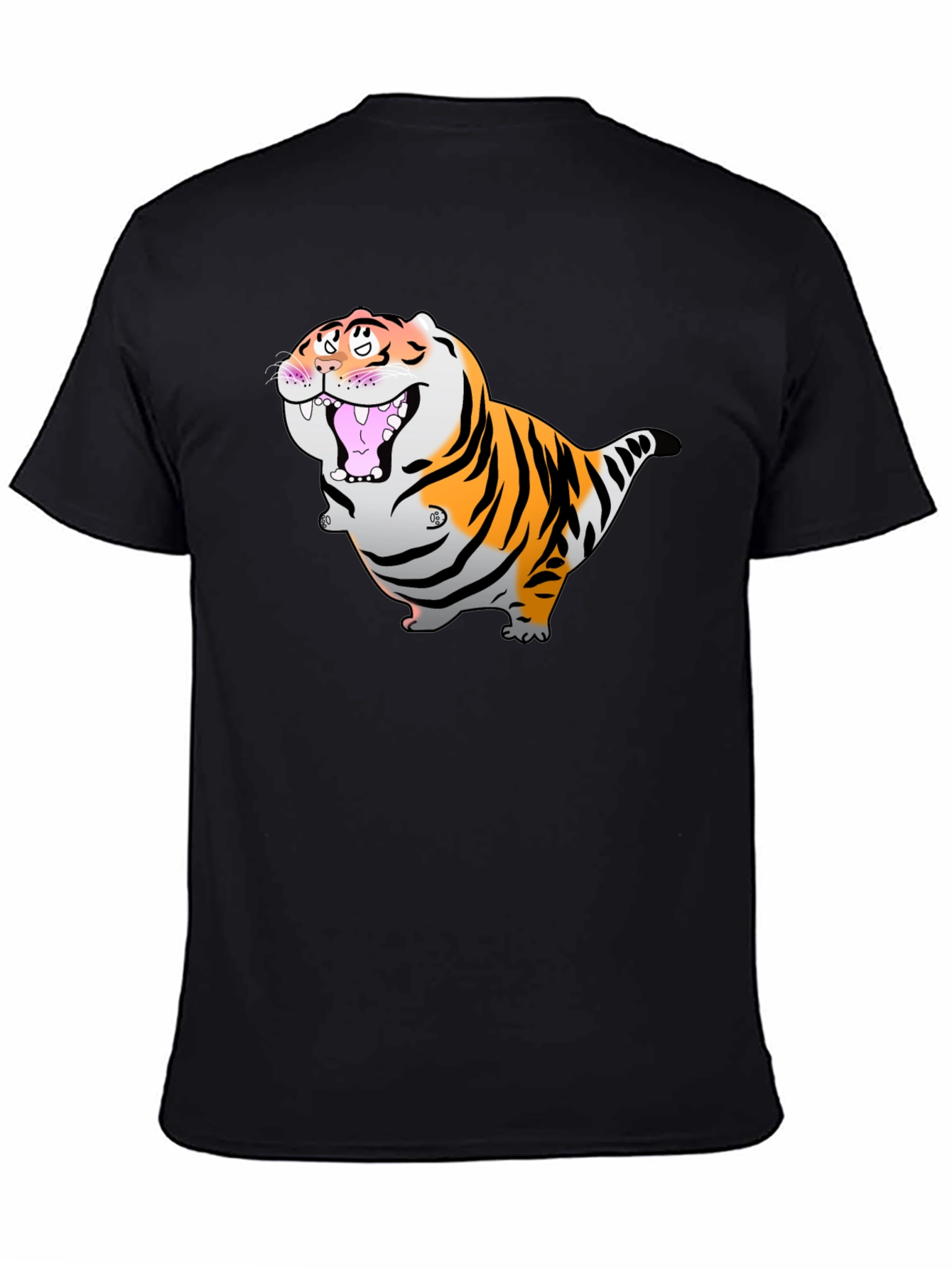Cartoon Tiger Graphic Black T-Shirt
