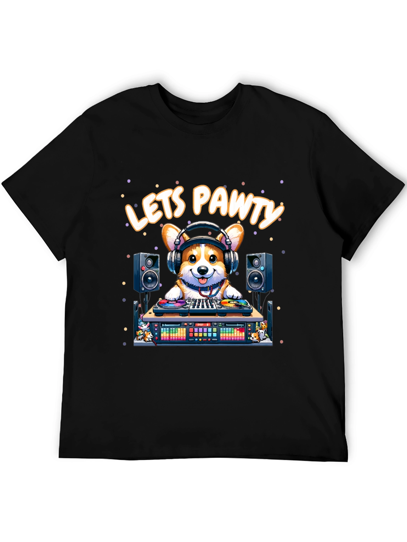 Lets Pawty Corgi DJ Graphic T-Shirt