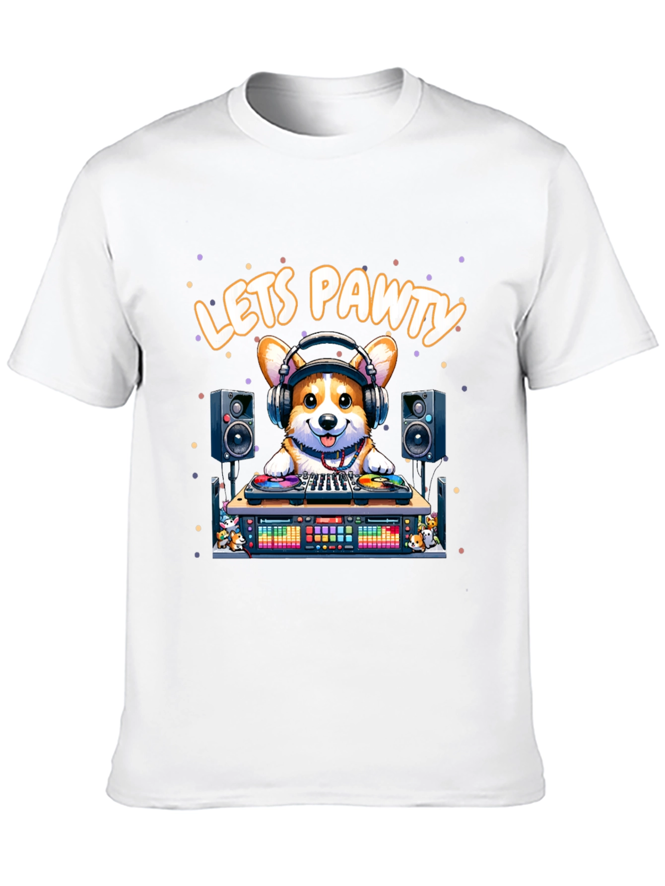 Lets Pawty Corgi DJ Graphic T-Shirt