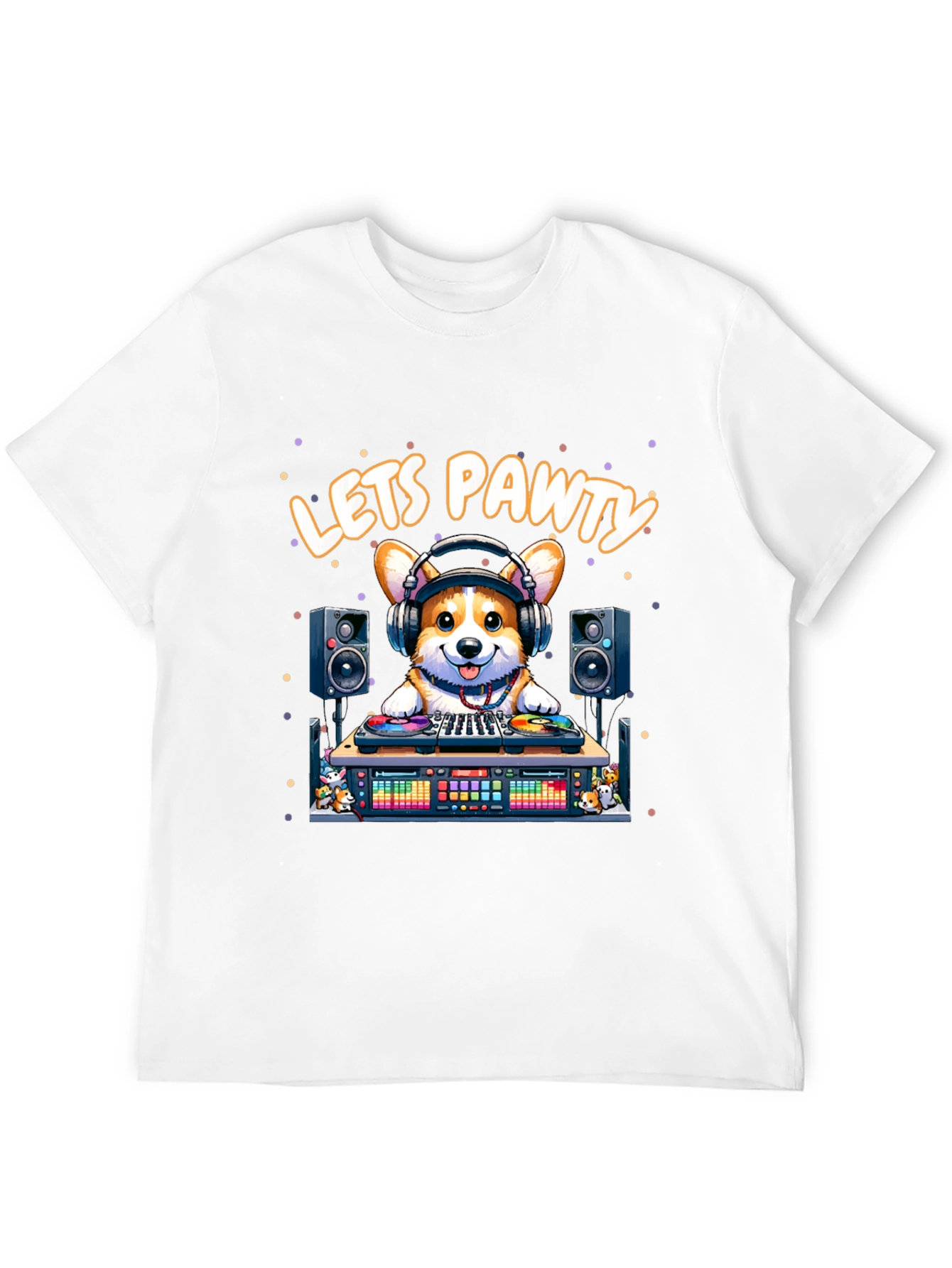 Lets Pawty Corgi DJ Graphic T-Shirt