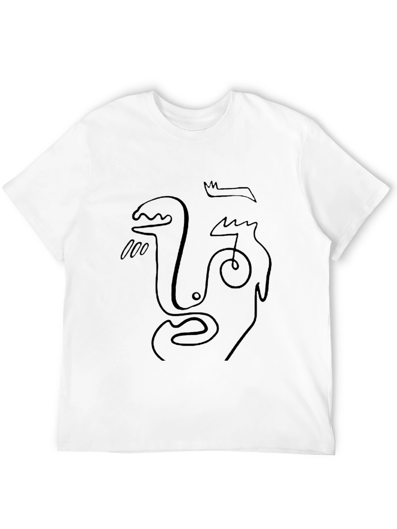 Abstract Face Line Art Black T-Shirt