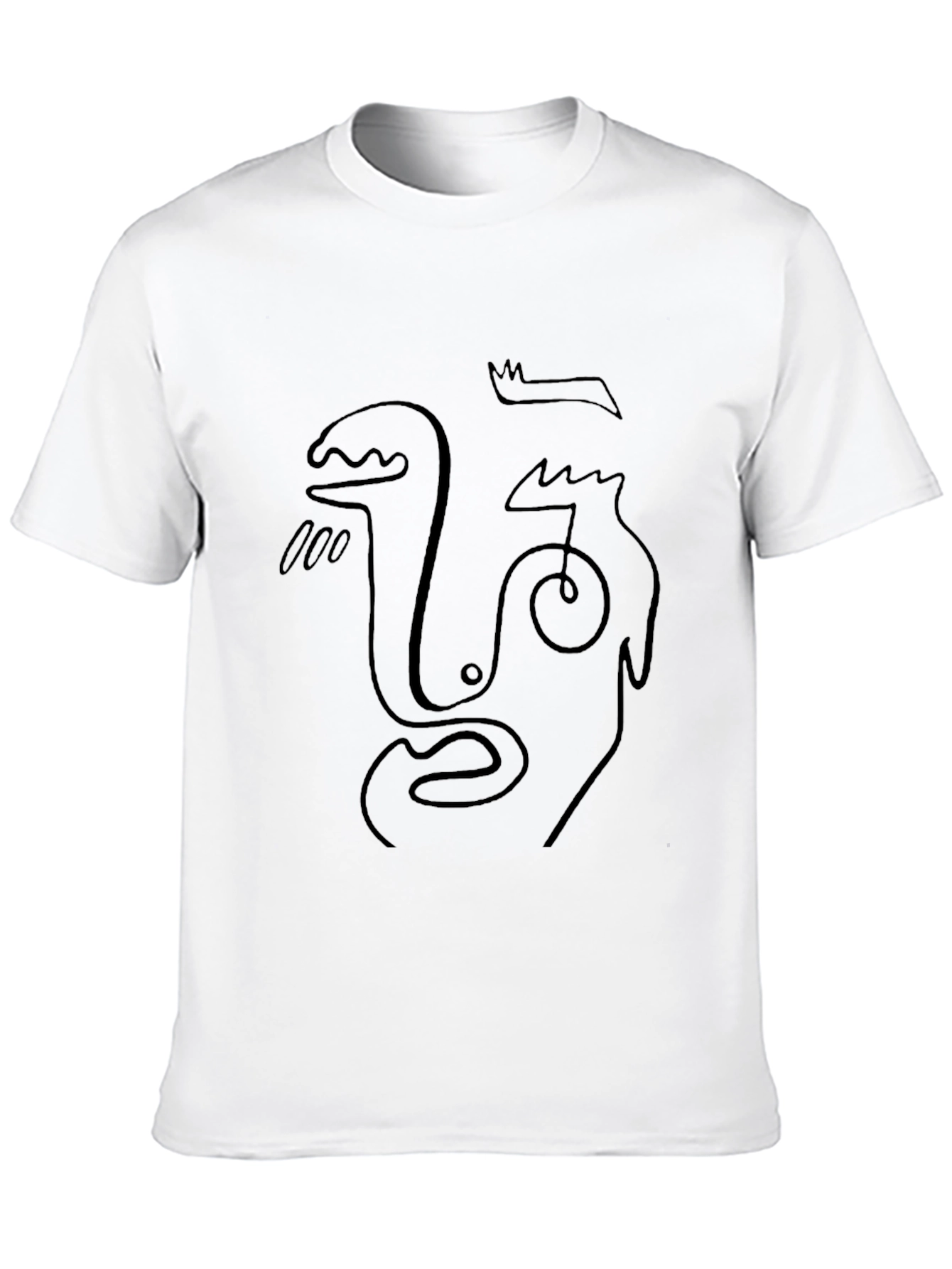 Abstract Face Line Art Black T-Shirt