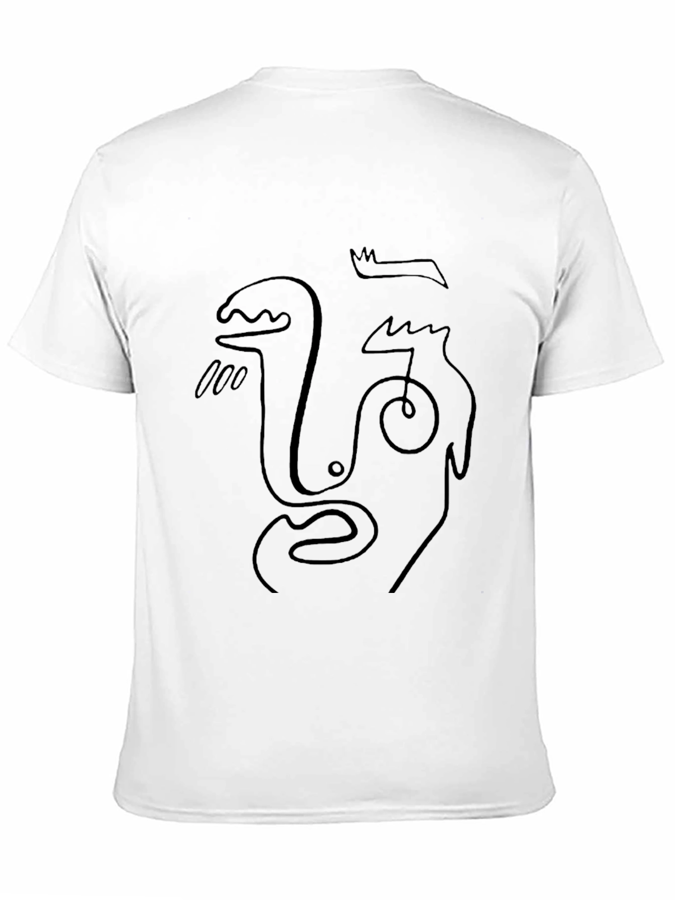 Abstract Face Line Art Black T-Shirt