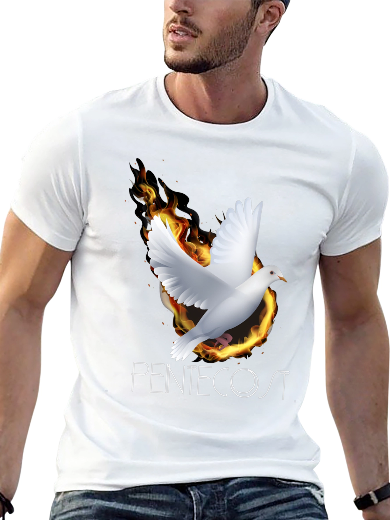 Pentecost Dove T-Shirt - Holy Spirit Flame