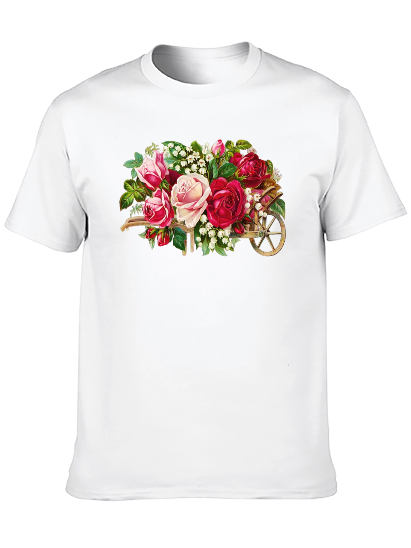 Floral Wheelbarrow Graphic Tee - Black Cotton