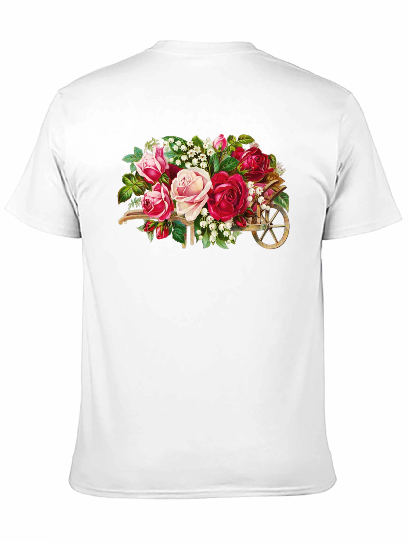 Floral Wheelbarrow Graphic Tee - Black Cotton