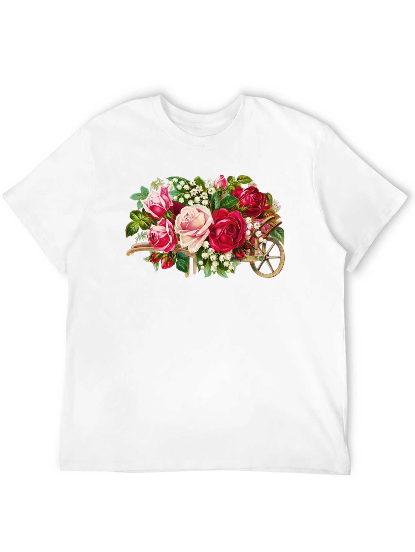 Floral Wheelbarrow Graphic Tee - Black Cotton