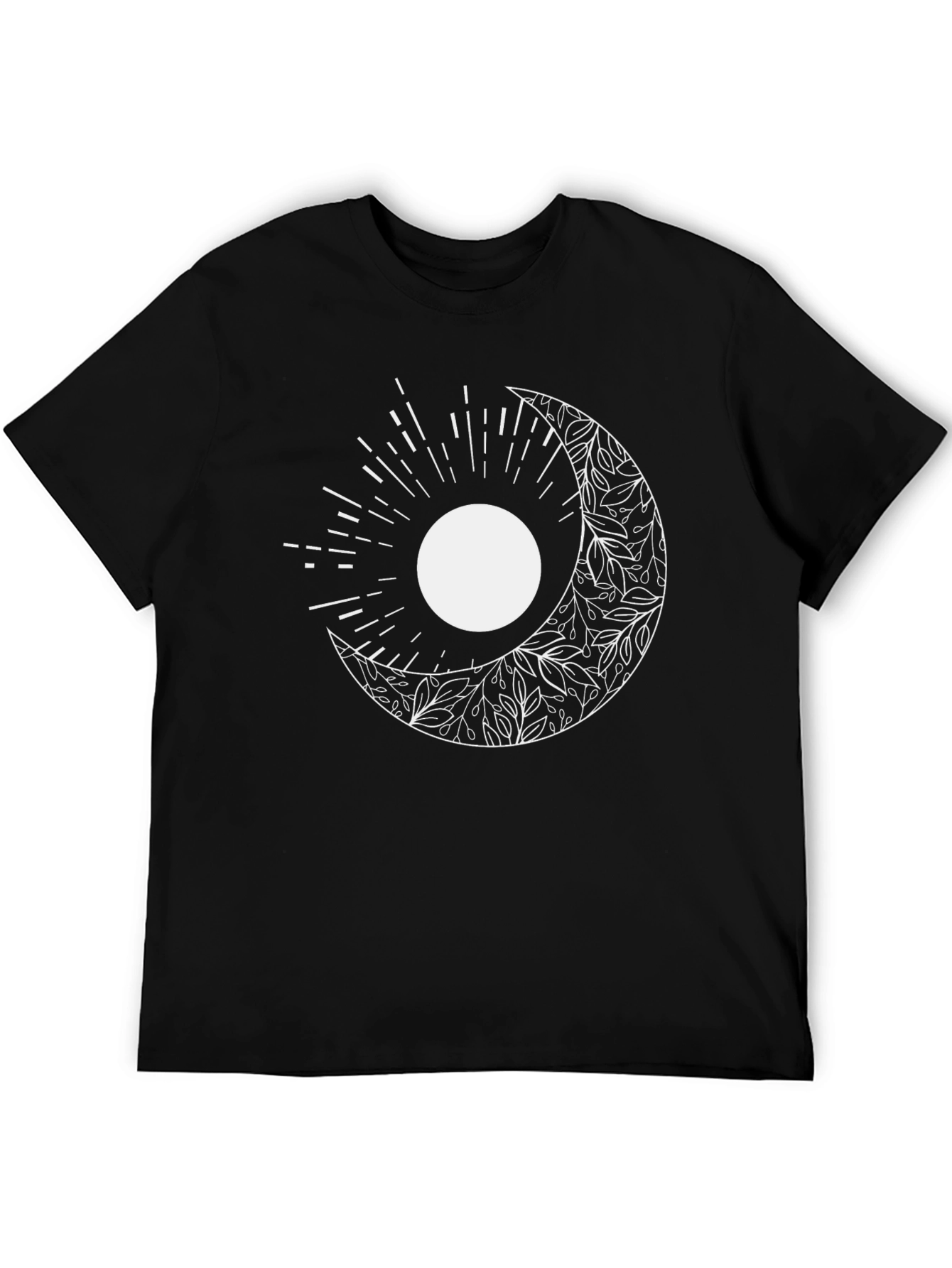 Celestial Moon & Sun Graphic Tee - Black Cotton