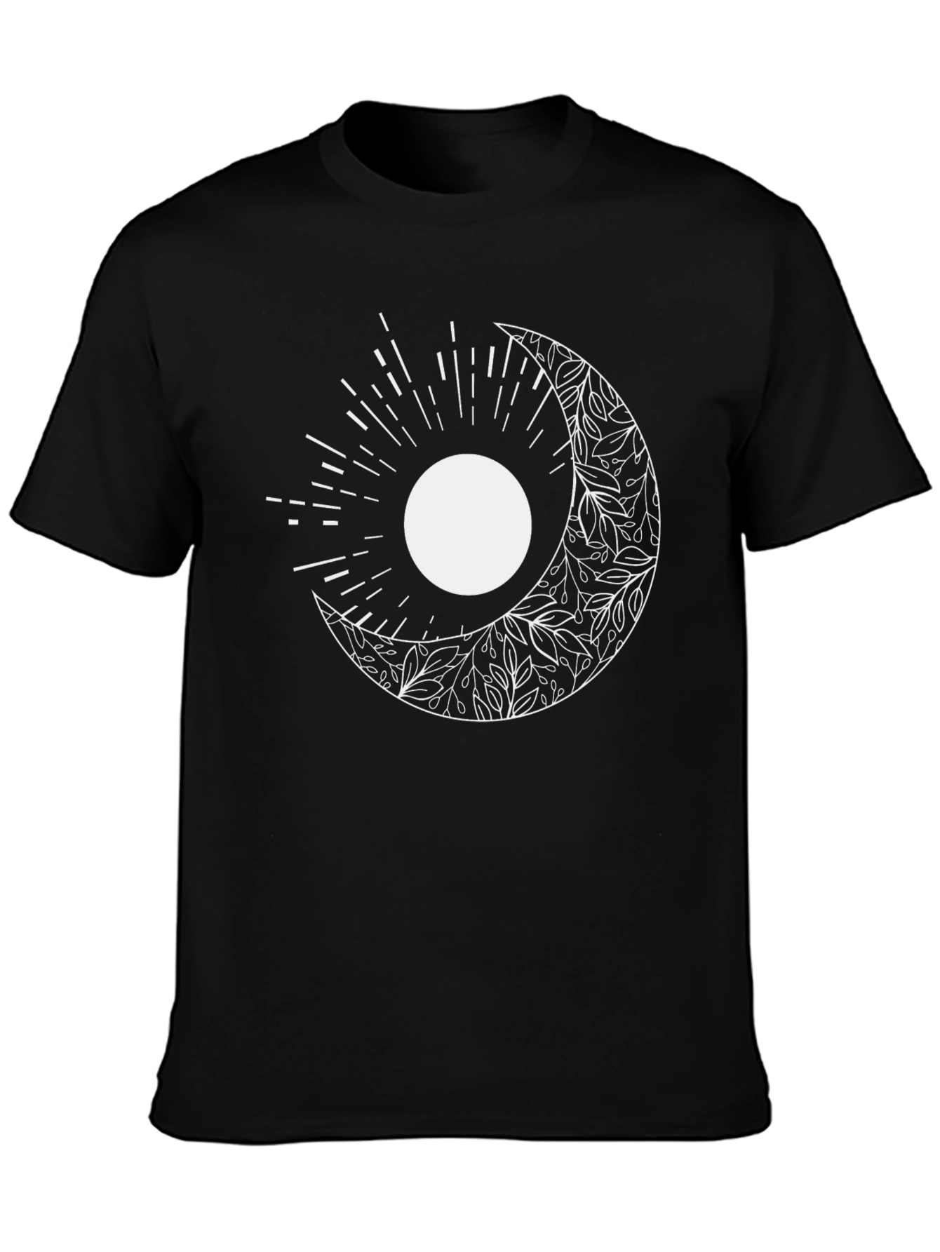 Celestial Moon & Sun Graphic Tee - Black Cotton