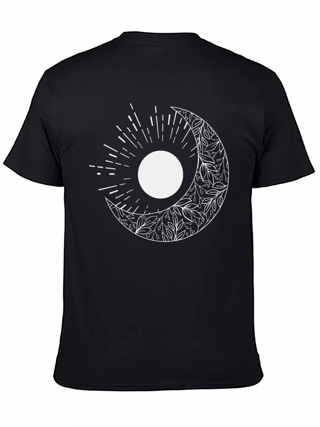 Celestial Moon & Sun Graphic Tee - Black Cotton