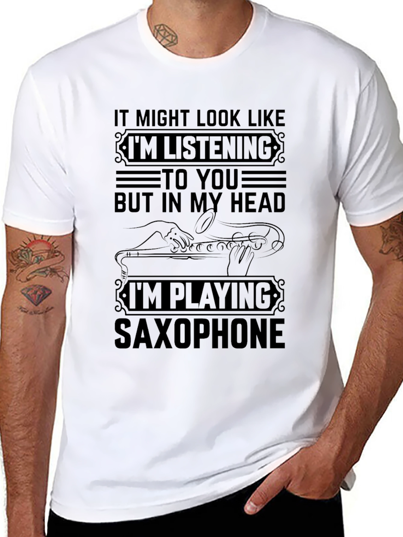 Saxophone Player Novelty Graphic T-Shirt